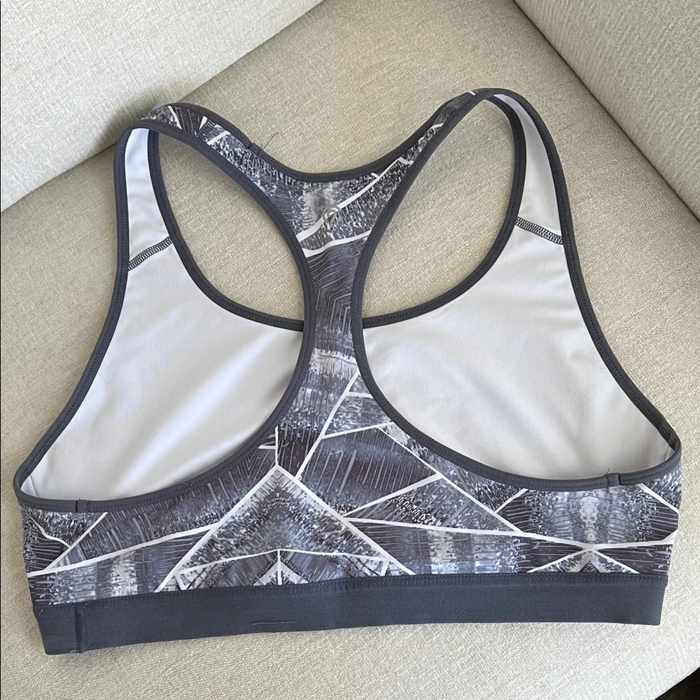 Power Core Gray Geometric Racerback Sports Bra - Picture 2 of 4